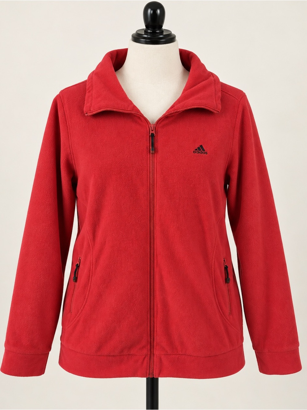 adidas Red Full-Zip Teddy Jacket with Zip Pockets xl